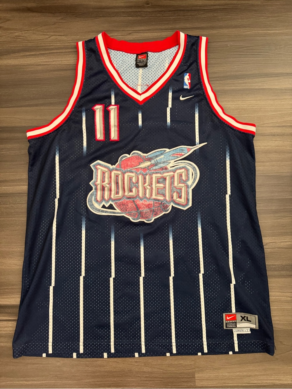 Vintage Nike Houston Rockets Yao Ming #11 NBA Stitched Jersey Length+2 Men XL